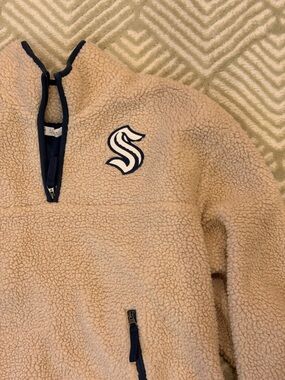 Seattle Kraken 47 Navy-Lined Cream Sherpa Jacket with Drawcord